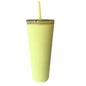 STARBUCKS meadow yellow soft touch grid venti tumbler 24 fl oz
